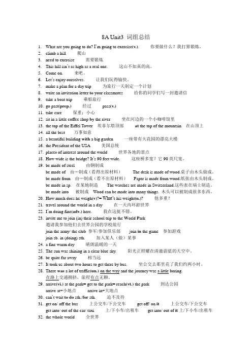 8A Unit3 词组总结