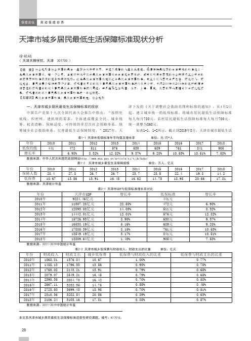 天津市城乡居民最低生活保障标准现状分析