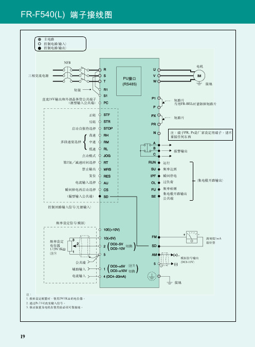 MITSUBISHI+FR-F500系列变频器端子线接线图