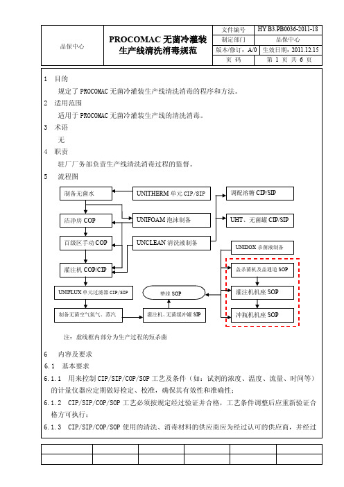 HY B3.PB0036-2011-18 PROCOMAC无菌冷灌装生产线清洗消毒规范