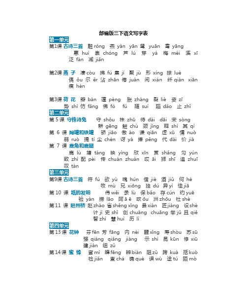 最新人教版部编小学三年级下册语文词语表-带拼音 (2)