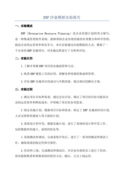 ERP沙盘模拟实验报告