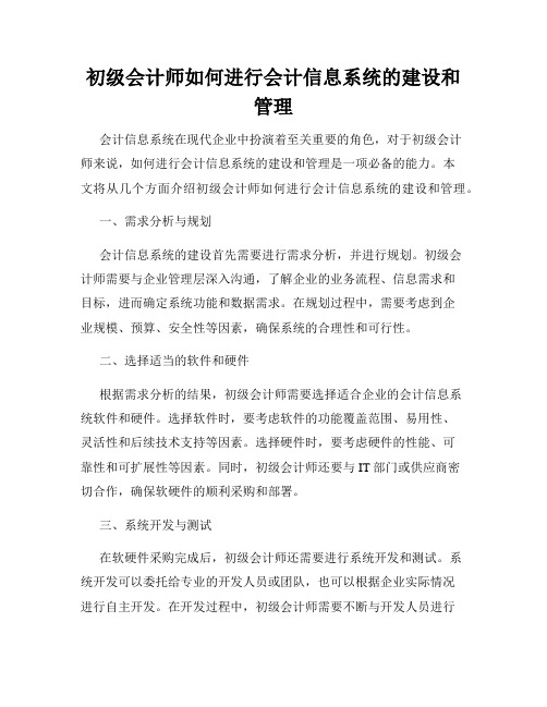 初级会计师如何进行会计信息系统的建设和管理