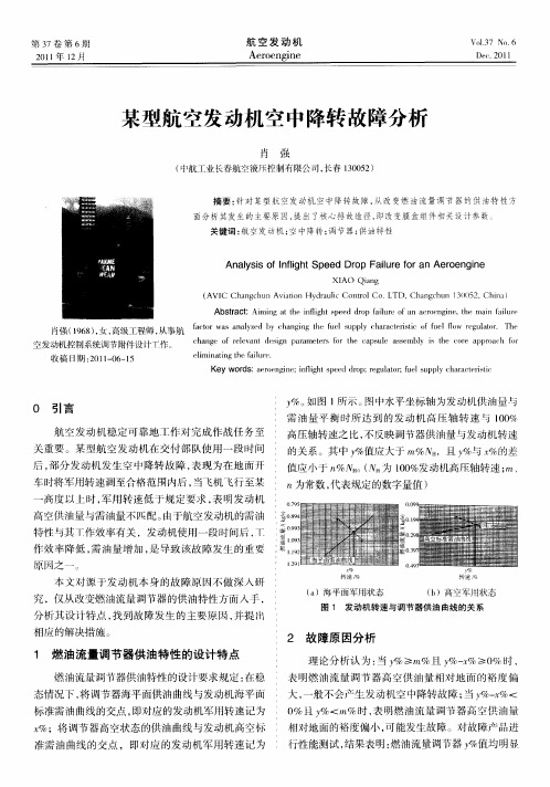 某型航空发动机空中降转故障分析