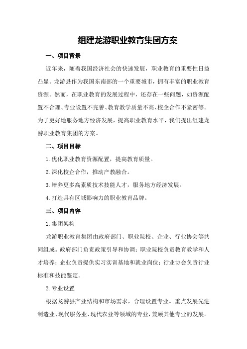 组建龙游职业教育集团方案