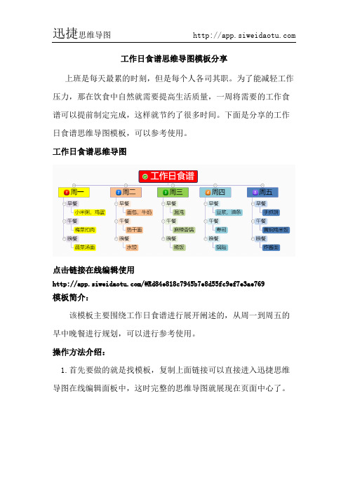 工作日食谱思维导图模板分享--迅捷思维导图