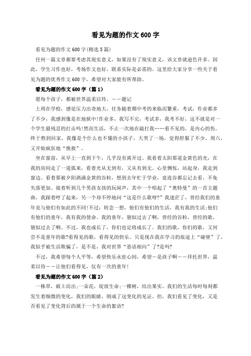 看见为题的作文600字