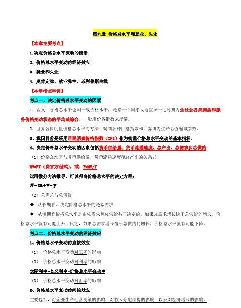 2019中级经济师-经济基础-得分点串讲-10、第9章价格总水平和就业、失业-amp;第10章国际贸易理论和政策