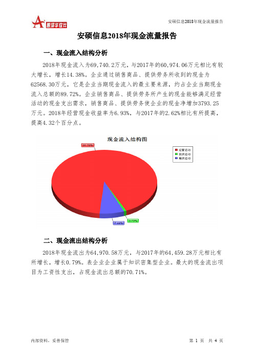 安硕信息2018年现金流量报告-智泽华