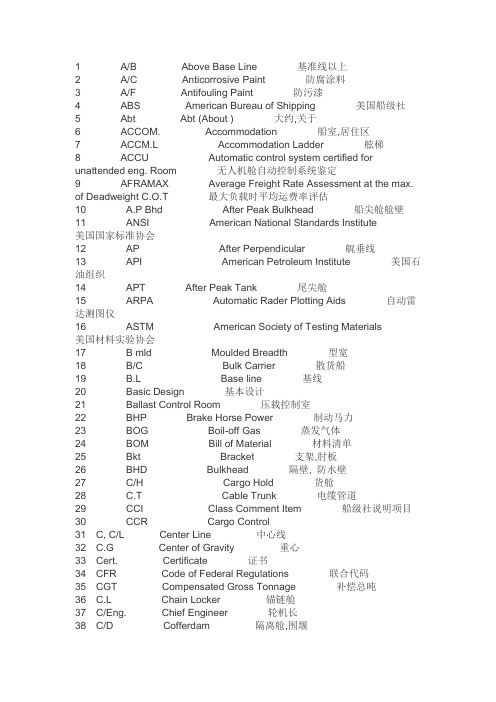 船舶图纸字母缩写