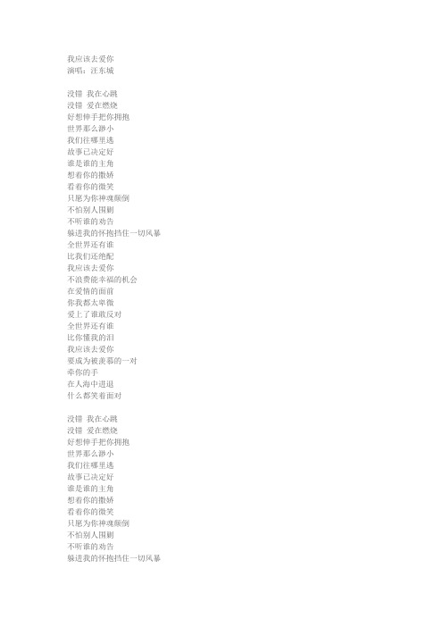 我应该去爱你
