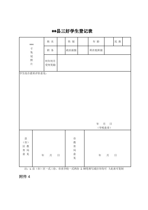 县三好学生登记表【模板】