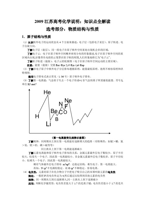 江苏高考化学说明知识点全解读