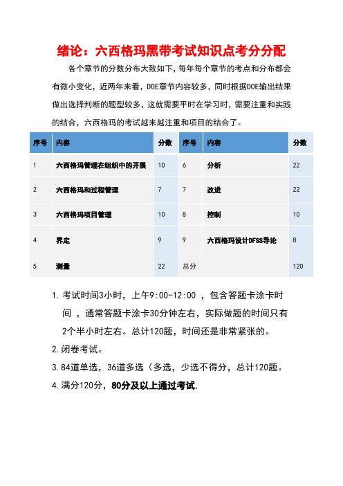 历年六西格玛黑带考试真题及答案解析及经验分享