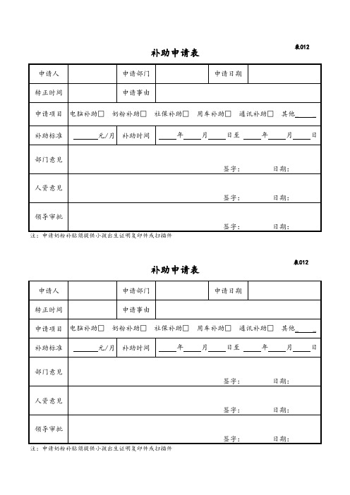 补助申请表