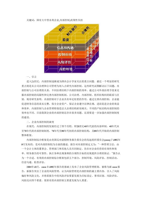 国有大中型水利企业内部控制问题研究报告