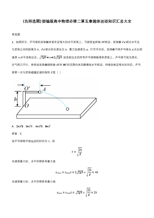 部编版高中物理必修二第五章抛体运动知识汇总大全