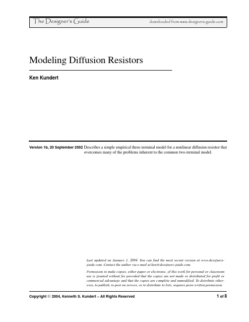 7KH 'HVLJQHU·V XLGH GRZQORDGHG IURP ZZZ GHVLJQHUV JXLGH FRP Modeling Diffusion Resistors