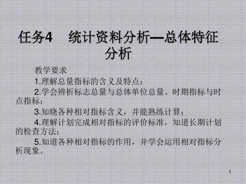 统计基础任务4 统计资料分析——总体特征分析