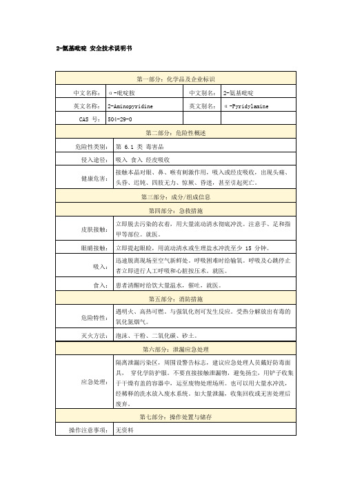 2-氨基吡啶 安全技术说明书