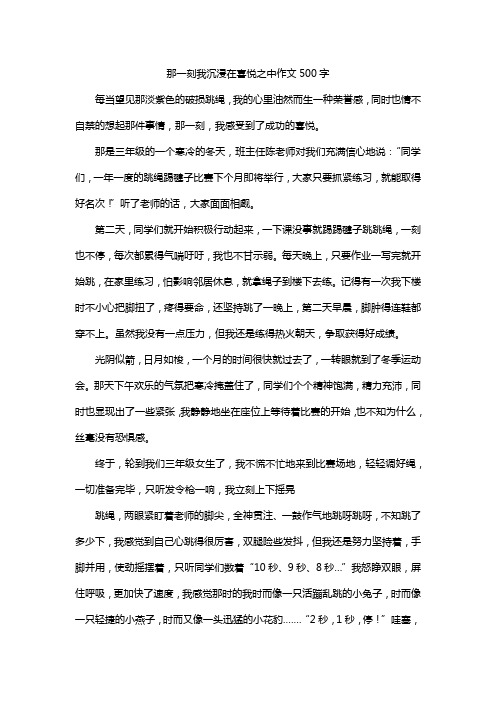 那一刻我沉浸在喜悦之中作文500字