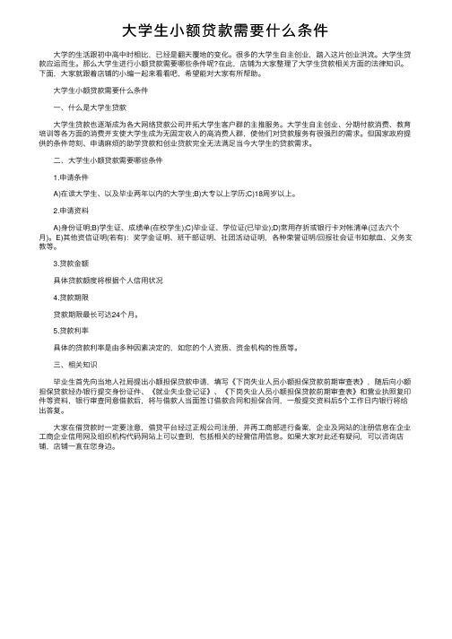 大学生小额贷款需要什么条件