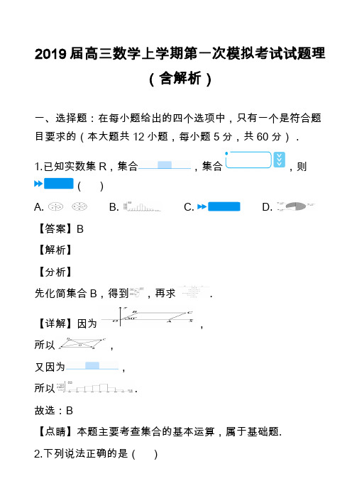 2019届高三数学上学期第一次模拟考试试题理(含解析)