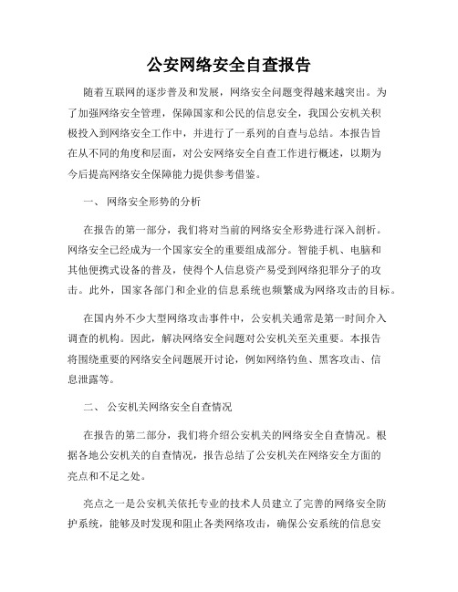 公安网络安全自查报告