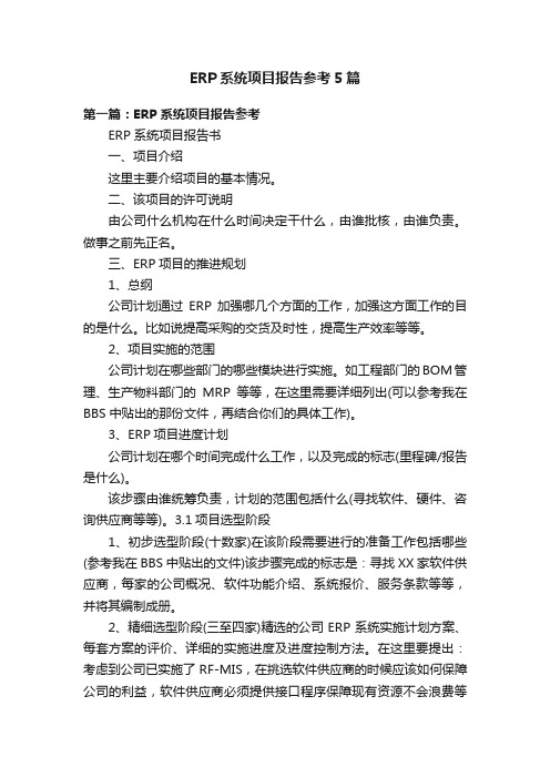 ERP系统项目报告参考5篇