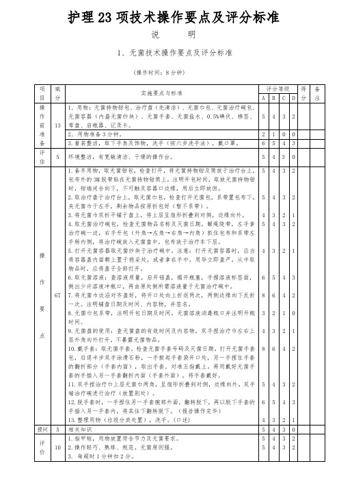 护理23项技术操作及评分标准讲解