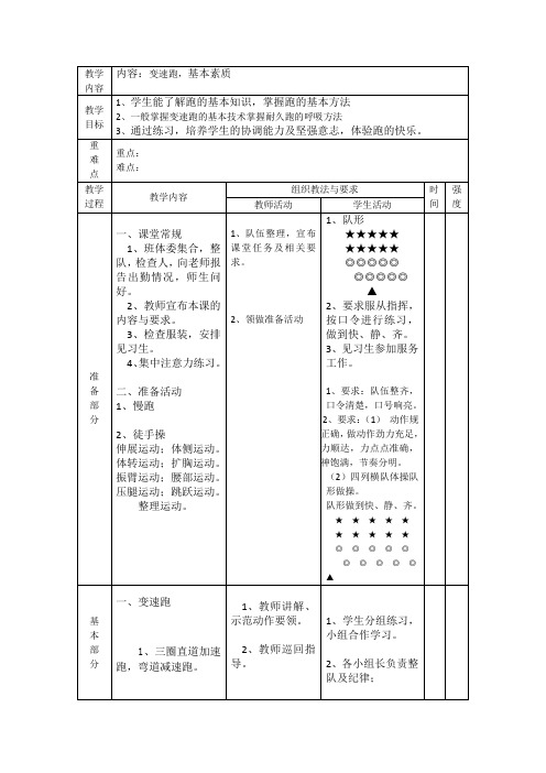 变速跑教案