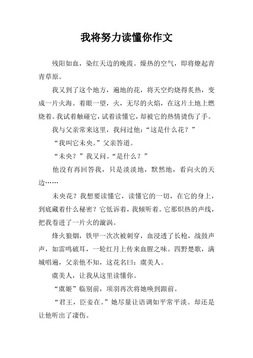 我将努力读懂你作文