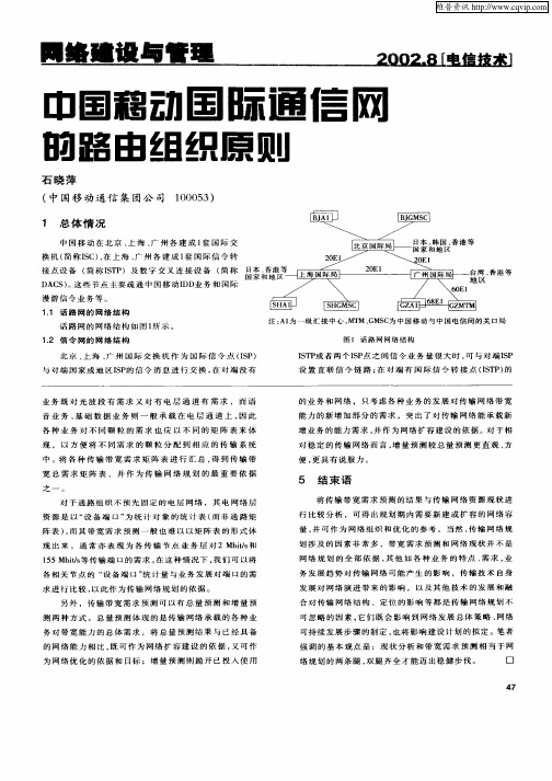 中国移动国际通信网的路由组织原则