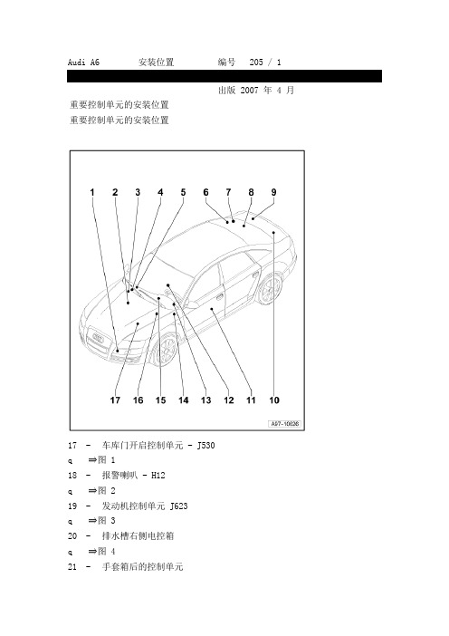 Audi A6重要控制单元的安装位置