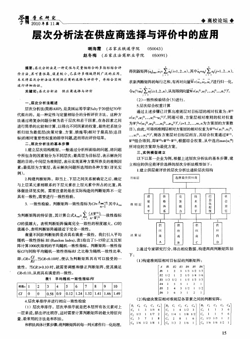 层次分析法在供应商选择与评价中的应用