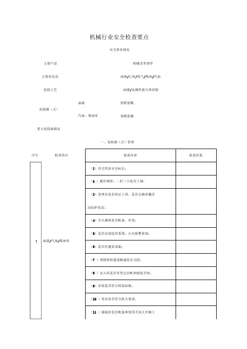 机械行业安全检查要点