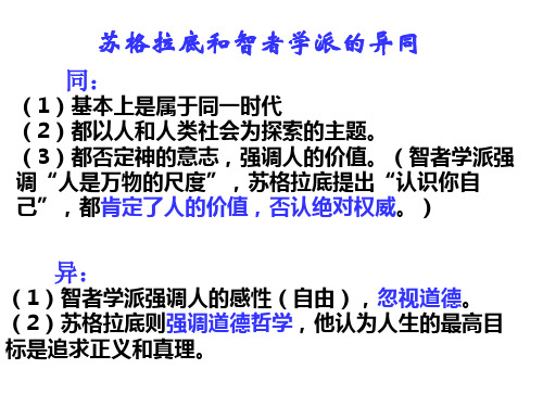 苏格拉底和智者学派的异同