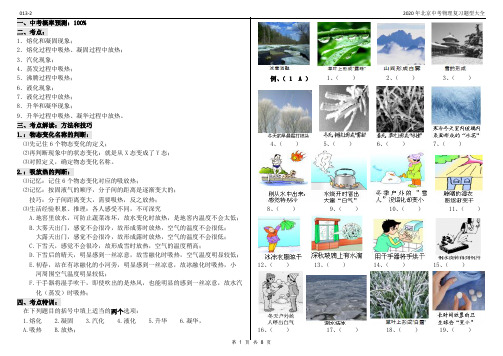 2020年北京中考物理复习题型大全013-2单选题-热学-物态变化-65道题8页