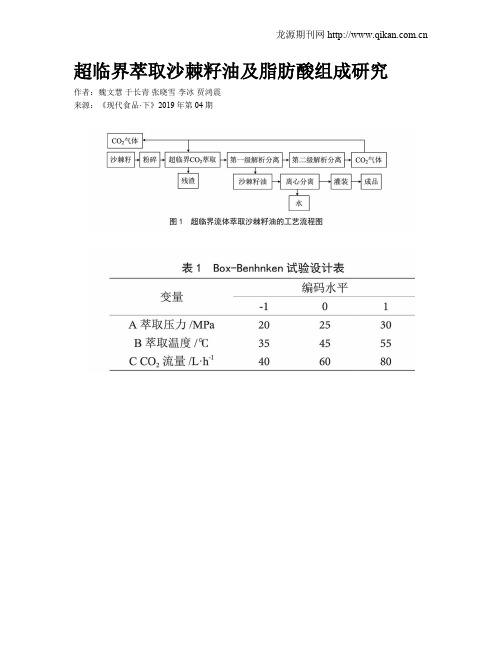 超临界萃取沙棘籽油及脂肪酸组成研究