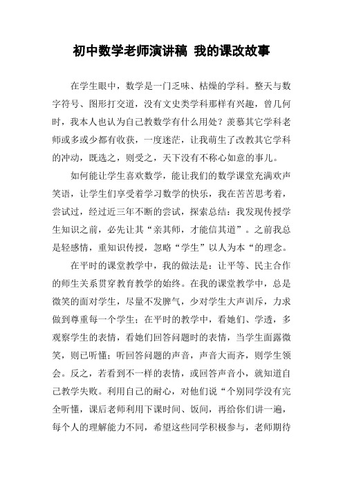 初中数学老师演讲稿 我的课改故事