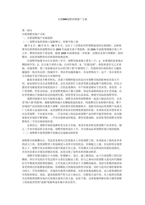 合肥高端别墅项目营销策划措施