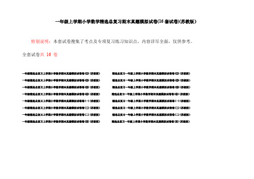 一年级上学期小学数学精选总复习期末真题模拟试卷(16套试卷)(苏教版)