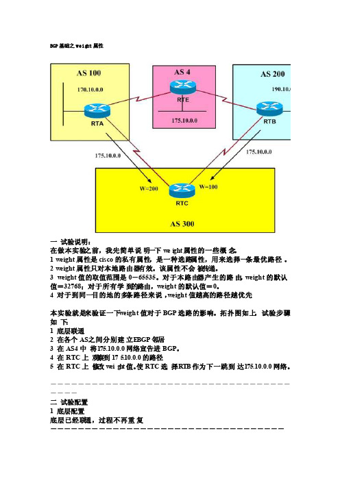 BGP基础之weight属性