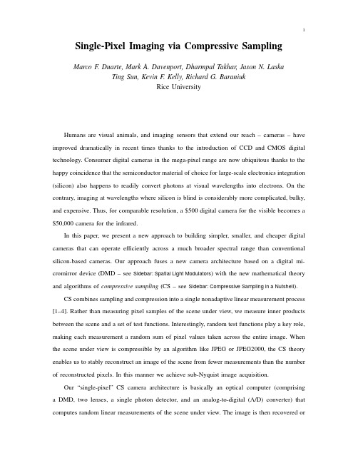 Single-Pixel Imaging via Compressive Sampling 莱斯大学单像素相机介绍