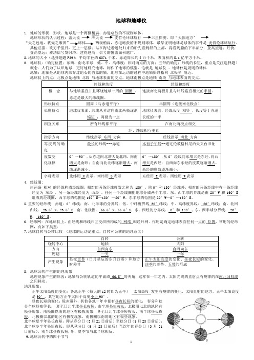 八年级地理会考复习资料汇编 湘教版