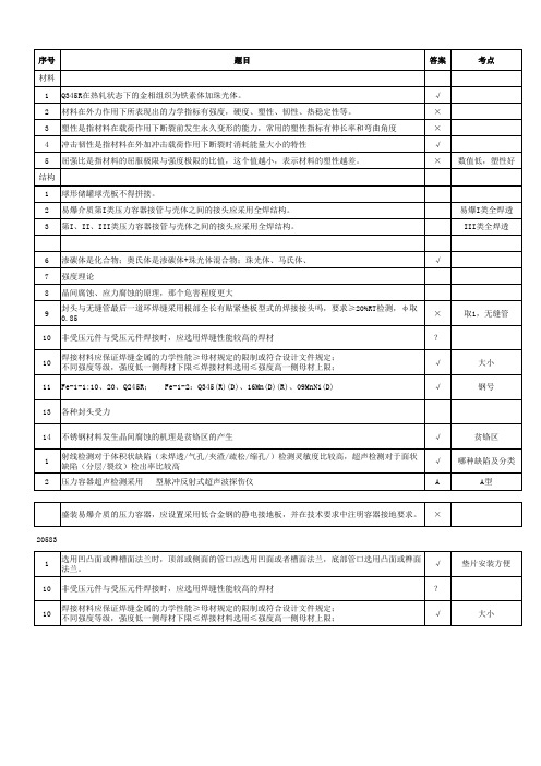 压力容器设计审核考试题目归纳