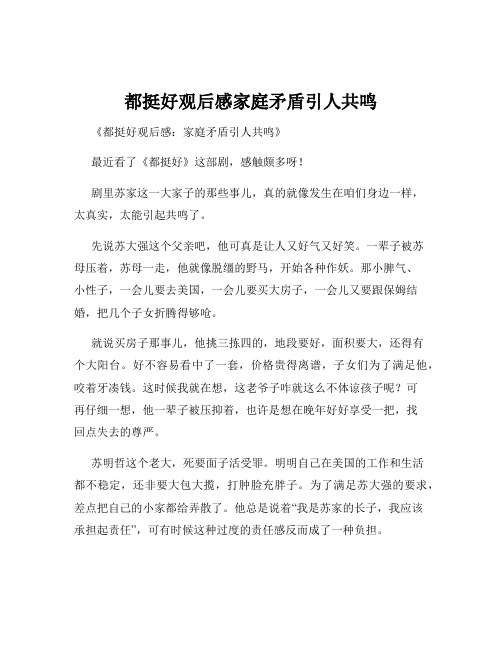 都挺好观后感家庭矛盾引人共鸣