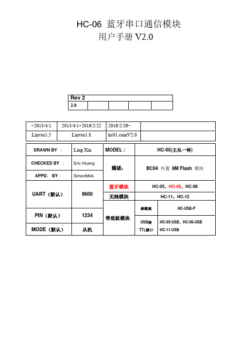 HC-06用户手册V2.0_160301