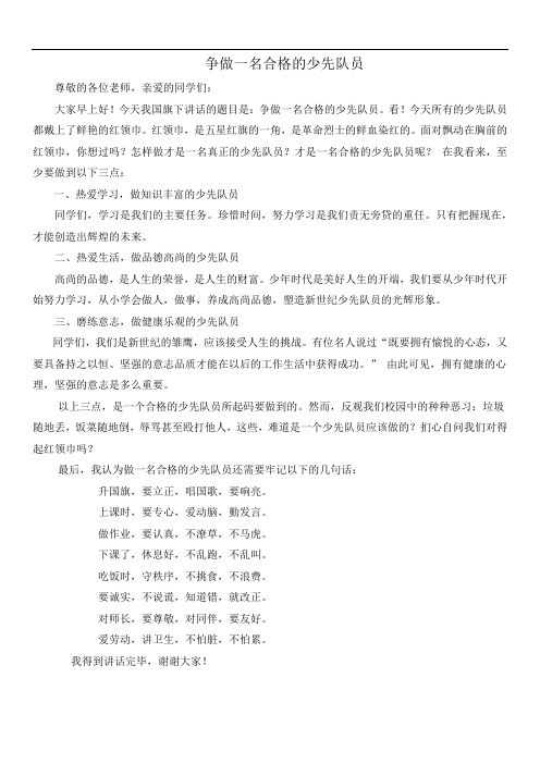 争做一名合格的少先队员