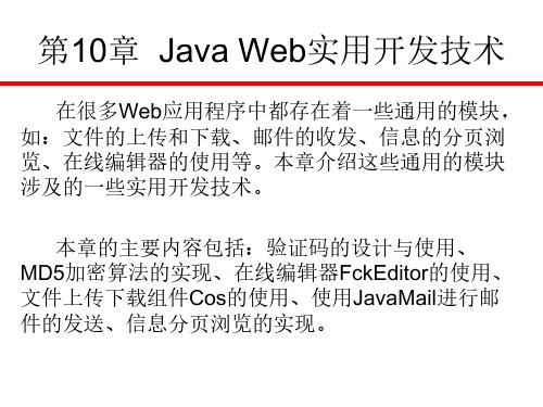 JavaWeb应用开发技术与案例教程教学课件ppt作者张继军第10章_JavaWeb实用开发技术